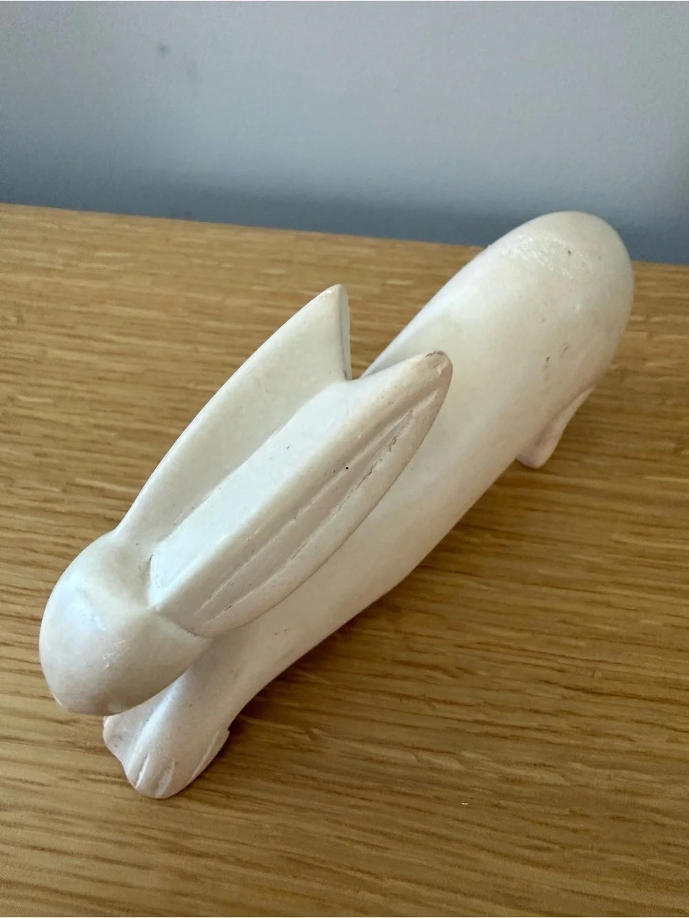 Hand Carved Soapstone Stretching Rabbit Figurine Minimalist Boho Stone Bunny